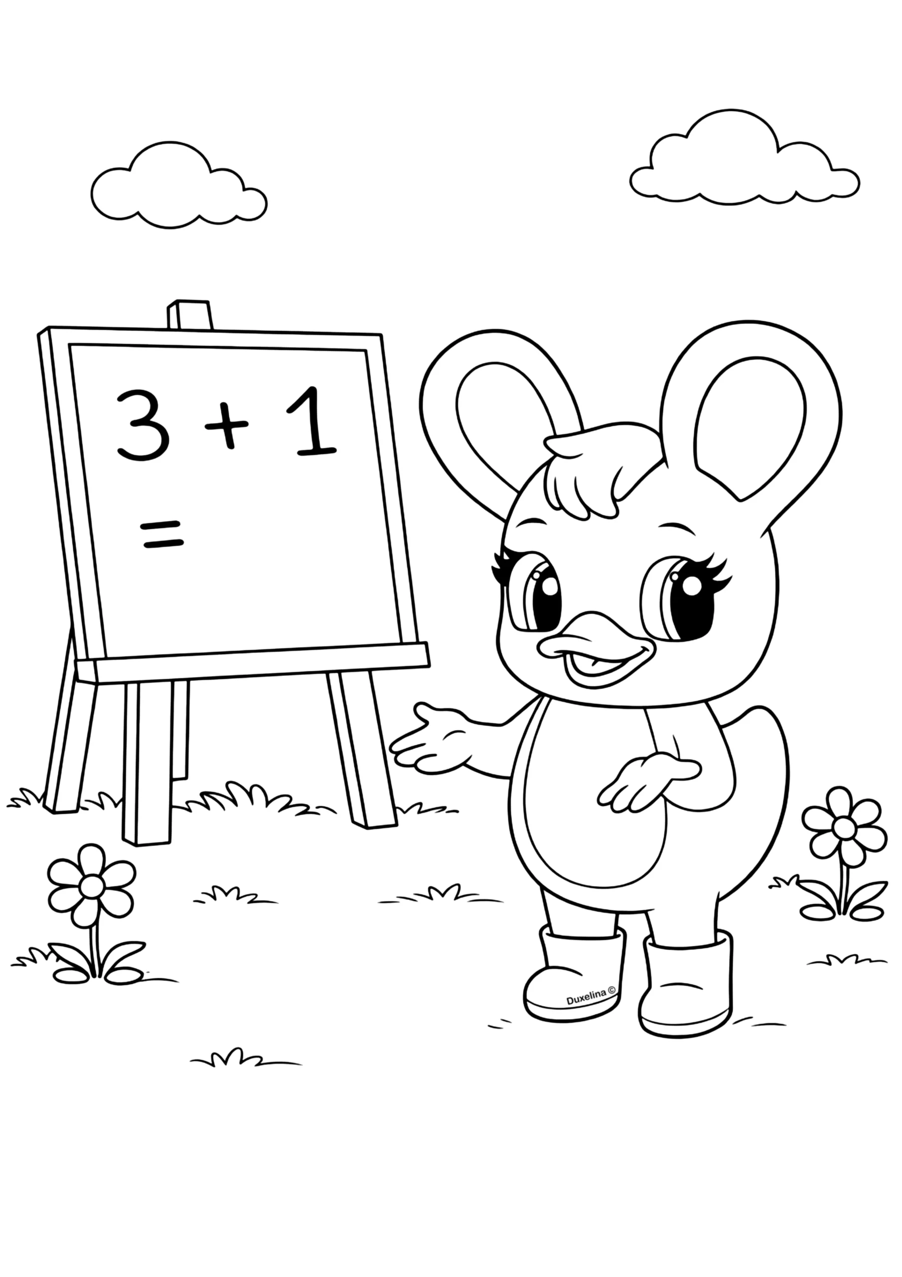 Duxelina aprendiendo matemáticas dibujo para colorear