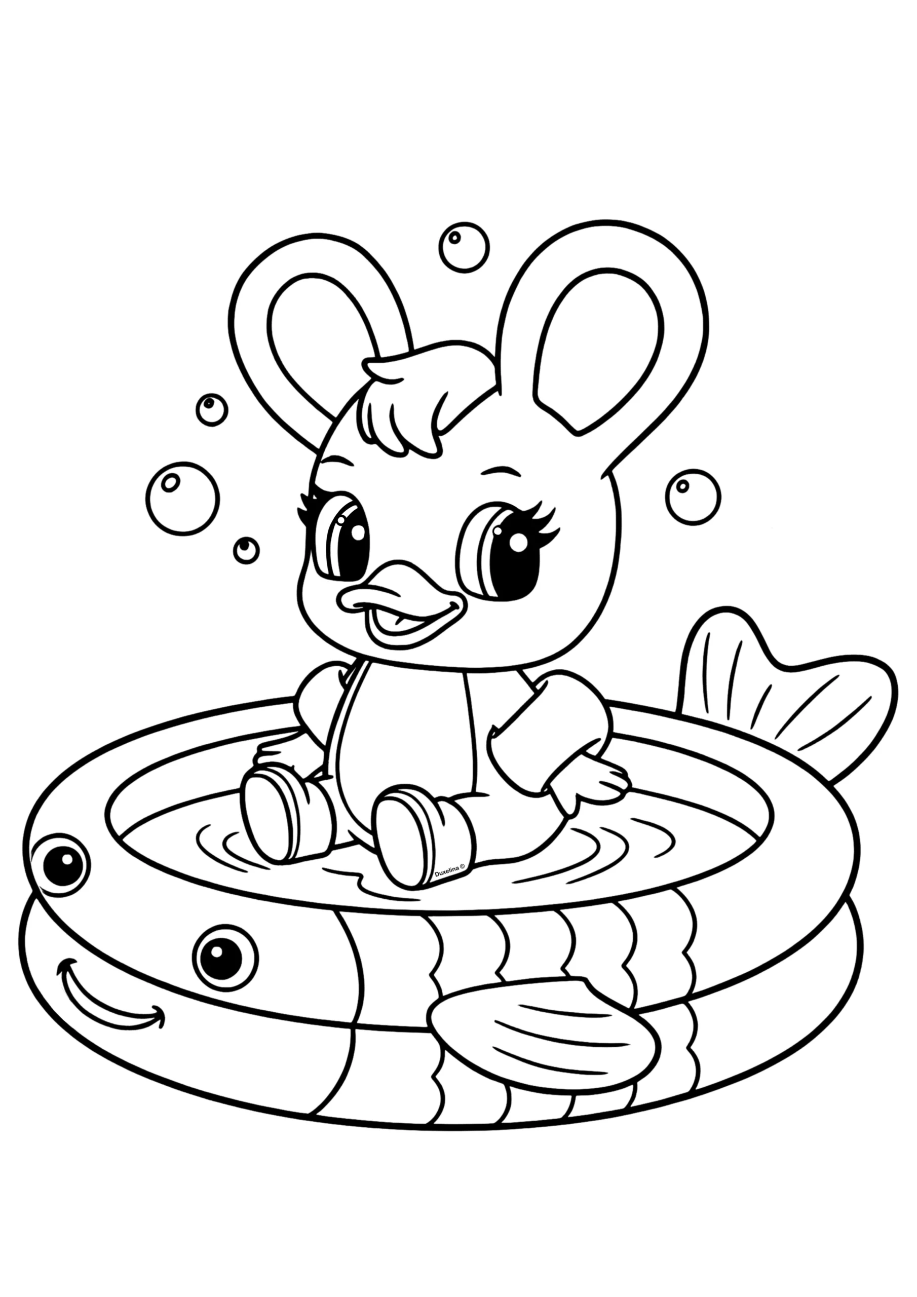 dibujo para colorear de Duxelina en una piscina inflable